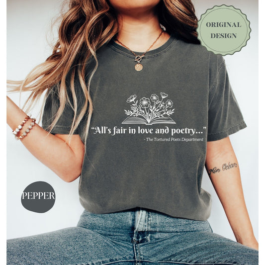 All's Fair in Love and Poetry Shirt Comfort Colors, Taylor Swift New Album Merch Shirt, The Tortured Poets Department Shirt
