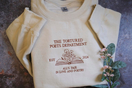 Embroidered Poetry Crewneck, Proud member of Poet Dept Sweatshirt, The Tortured Poets Department, TTPD Sweater