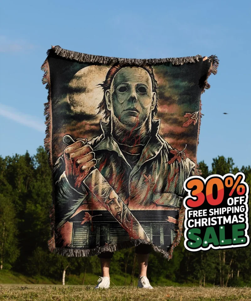 Micheal Myers Horror Movie Hand Woven Blanket Tapestry Throw Poison