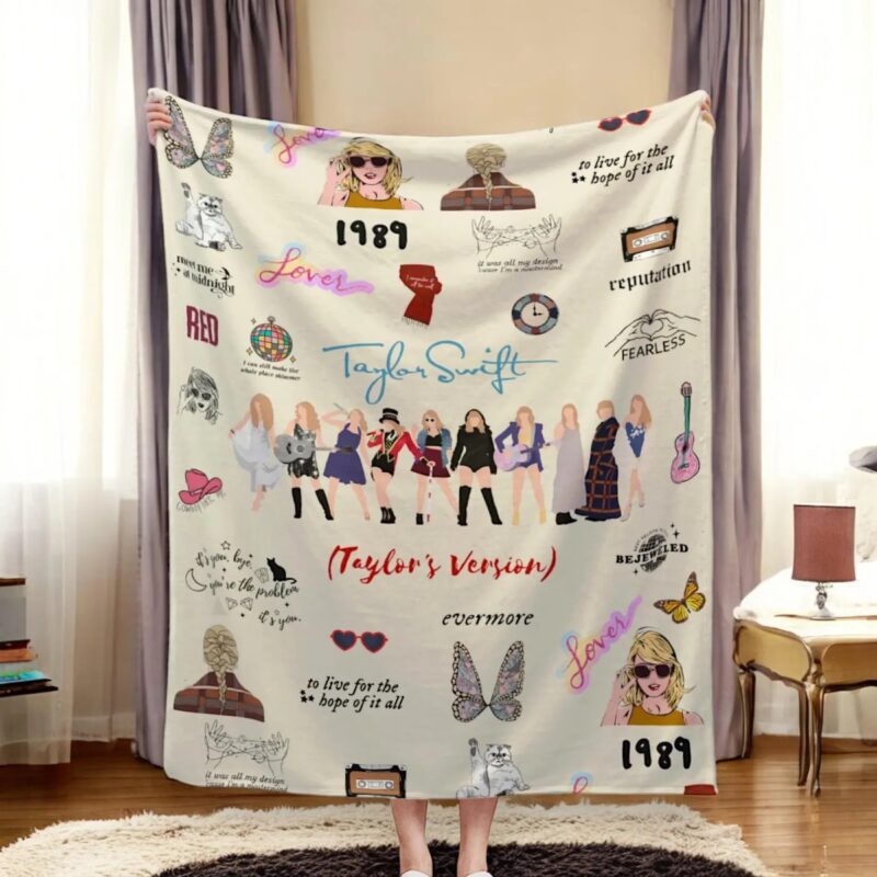 Taylor Swift Blanket - Swiftie Merchandise - Cute Winter Blanket - 1989 Tour Inspired Gift for Her