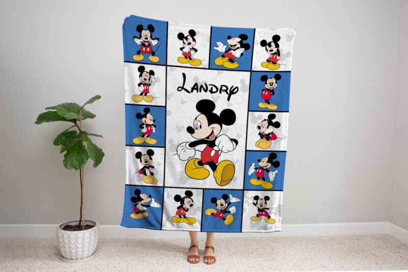 Personalized Mickey Mouse Blanket for Kids & Adults - Custom Name Throw