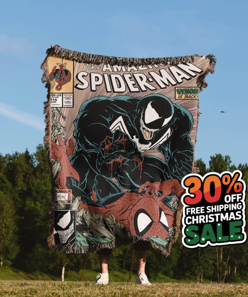 Spider-Man Hand Woven Blanket Comic Tapestry Quilt Blanket Marvel Venom Ver 2