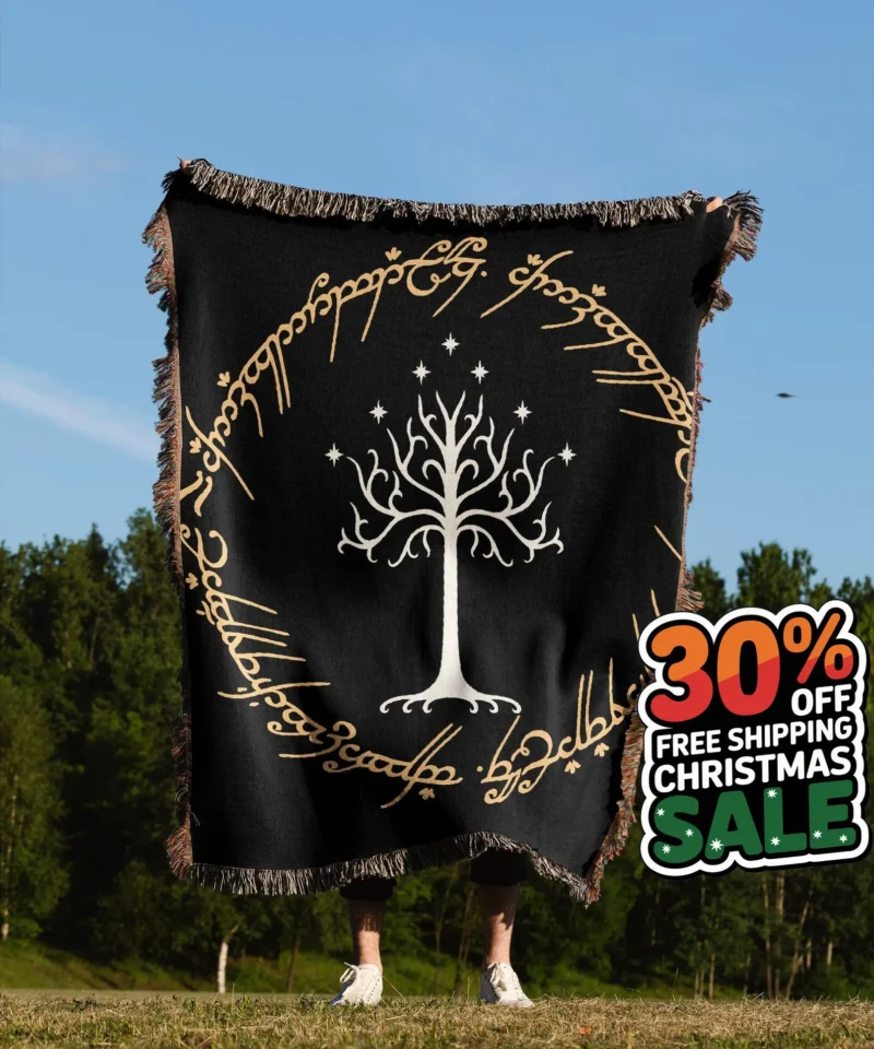 White Tree Of Gondor Hand Woven Blanket | Lord Of The Rings Tapestry Throw | Lotr poison