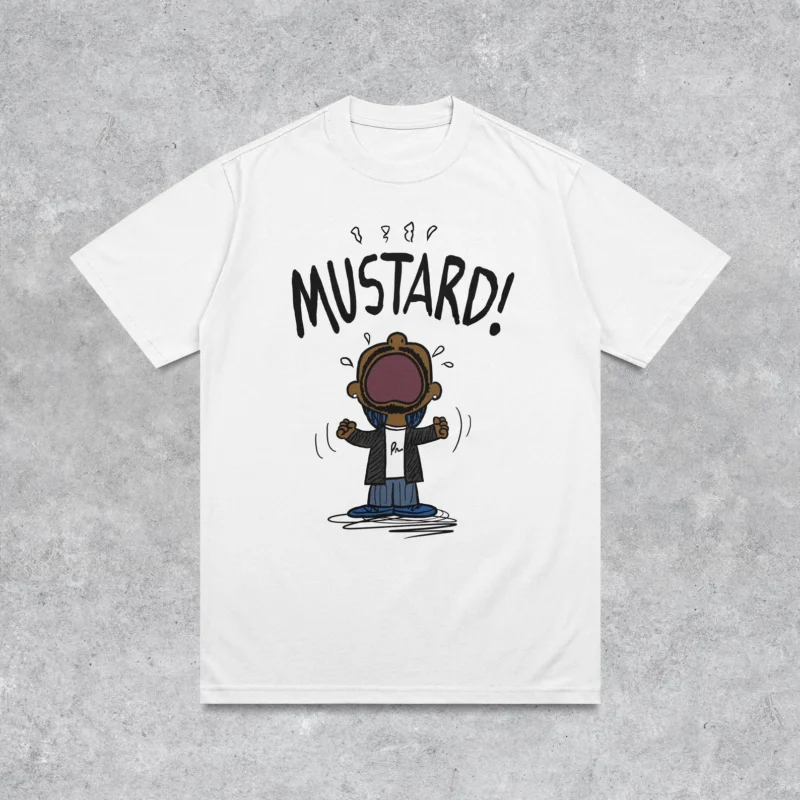 Kendrick Lamar Mustard Graphic T-shirt | Kendrick Lamar Cartoon Cut-out Tee | Mustaaaard | Music Gift Idea